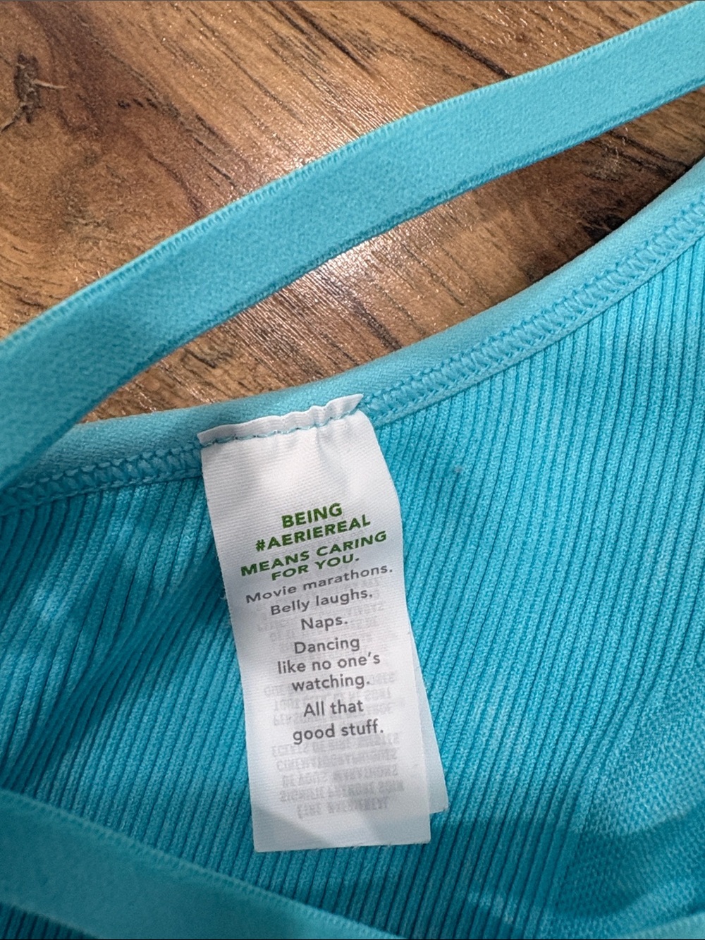 aerie Ribbed V-Neck Bralette in Bright Turquoise - Picture 4 of 6